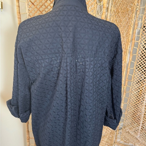 Tommy Hilfiger Eyelet Black Tunic /Dress Blouse - Picture 7 of 13